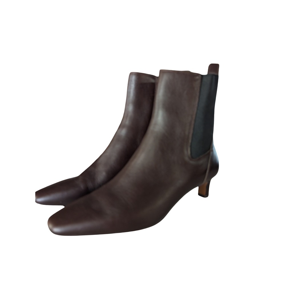 Madewell The Dimes Chelsea Boot Brown Leather Square Toe Kitten Heel Size 9.5